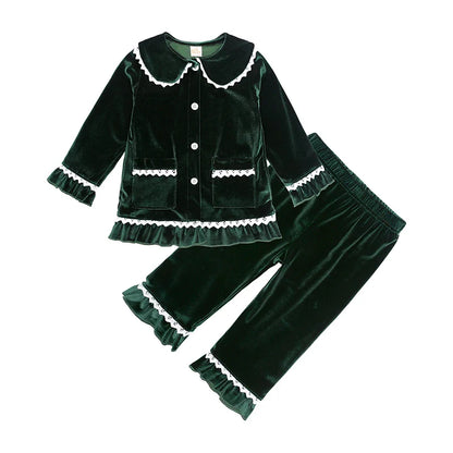 2025 Kids Christmas Pajama Set – Velvet Long Sleeve Loungewear & Sleepwear for Boys & Girls