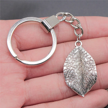 New Fashion Men 30mm Metal Alloy Keychain with Vintage Heart, Flower, Rose, Sunflower & Tree Pendant DIY Keyring Holder Chain Accessory