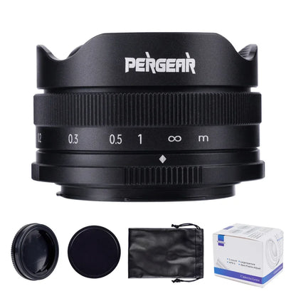 PERGEAR 10mm F5.6 APS-C Fisheye Manual Focus Prime Lens — Ultra-Wide for Fuji XF, M43, Sony E, Canon EOS M Mirrorless Cameras
