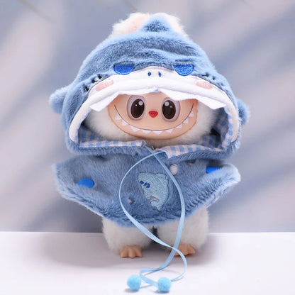 17cm Labubu Doll Clothes — DIY Accessories Heartbeat Long-Eared Furry Rabbit Costume | Cartoon Dress-Up Outfit