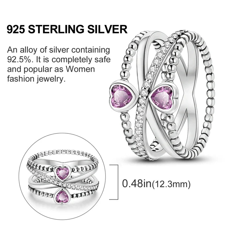 925 Sterling Silver Ring – Infinite Love Star & Moon Design for Women, Wedding Jewelry Gift