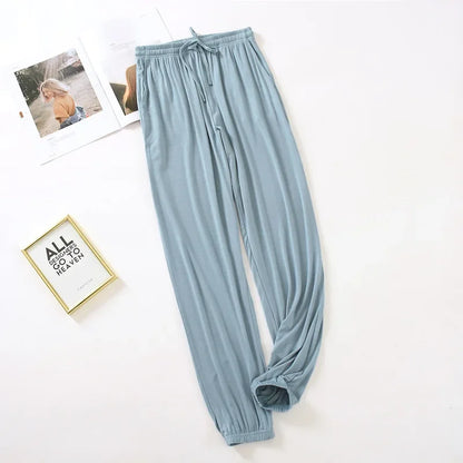 New Style Women’s Home Pants – Spring & Summer Thin Modal Loose Fit Solid Color Plus Size Bottoms