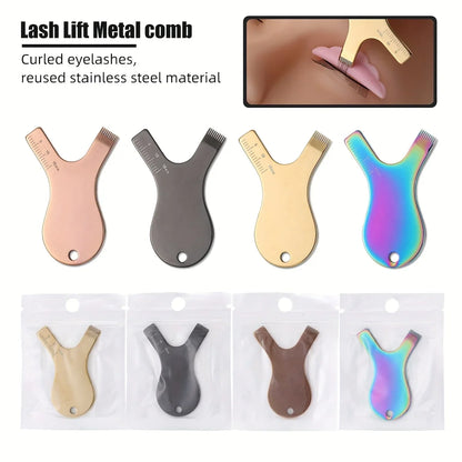 Reusable Lash Lift Brush – Stainless Steel Y-Shaped Eyelash Comb for Permed & Grafted Lashes
