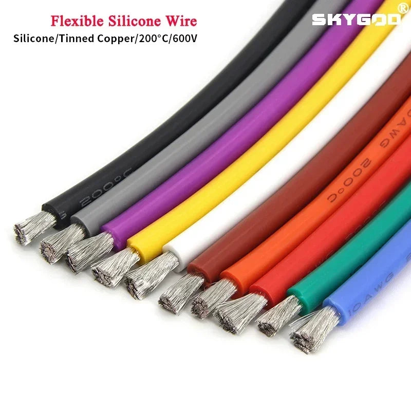 Soft Silicone Automotive Electrical Wire Cable (1–10m) – Heat-Resistant Car Battery Wiring in 2–26 AWG Sizes