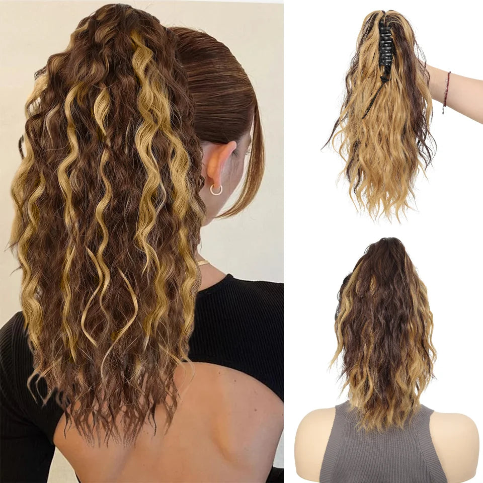 LUPU 14" Synthetic Curly Claw Clip-In Ponytail – Heat-Resistant Fashion Hair Extension for Daily Wear, Halloween & Holidays