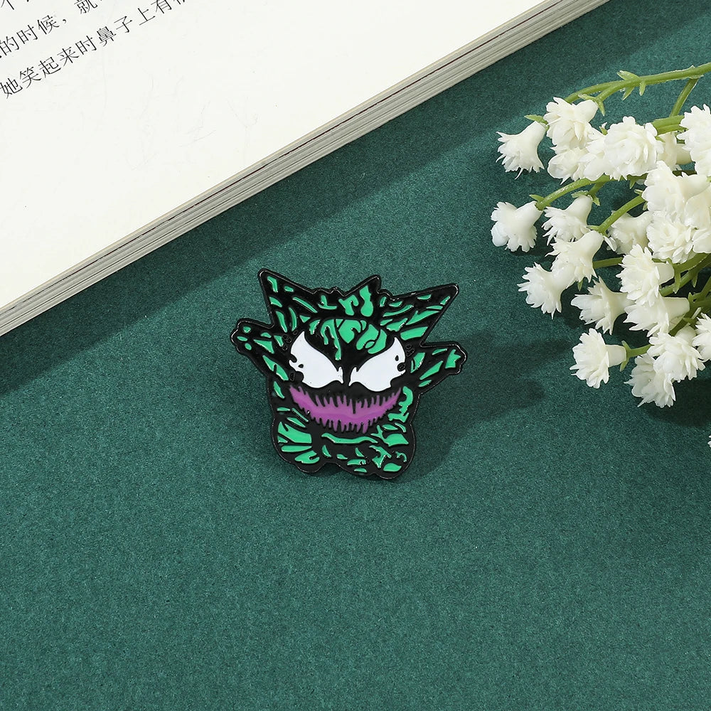 Gengar Cartoon Enamel Brooch — Anime Lapel Pin for Backpack Accessories, Fan Collection & Jewelry Gift