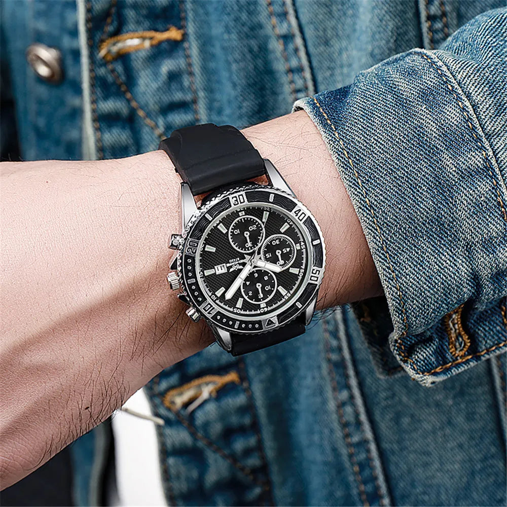 UTHAI CA09 Men’s Luxury Quartz Watch – Silicone Band Sports & Business Wristwatch with Calendar