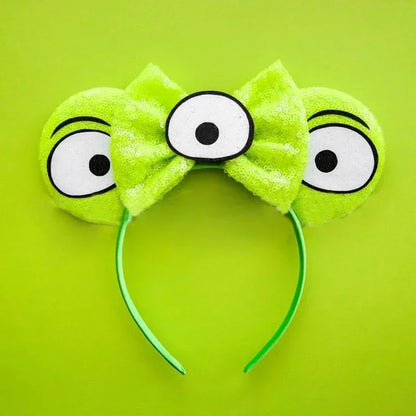 Toy Story Character Headbands - Sequin Bow, Woody, Buzz Lightyear & Alien Hair Accessories for Girls