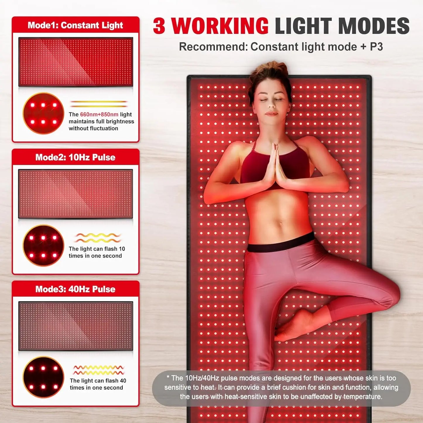 1280 LED Red Infrared Light Therapy Mat – 71"x31" Full Body Pad for Pain Relief, 660nm & 850nm Red Light Therapy Blanket