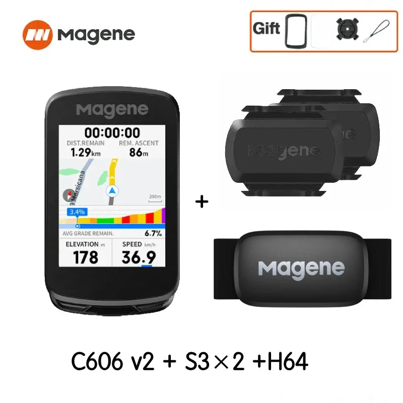 Magene C606V2 GPS Bike Computer – Touchscreen Cycling Speedometer with WiFi, Bluetooth, ANT+, Navigation, Climb & Odometer Functions