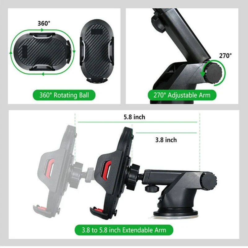 Sucker Car Phone Holder Mount – GPS & Mobile Cell Support for iPhone 13/12/11 Pro Max, X, 7/8, Xiaomi, Huawei, Samsung