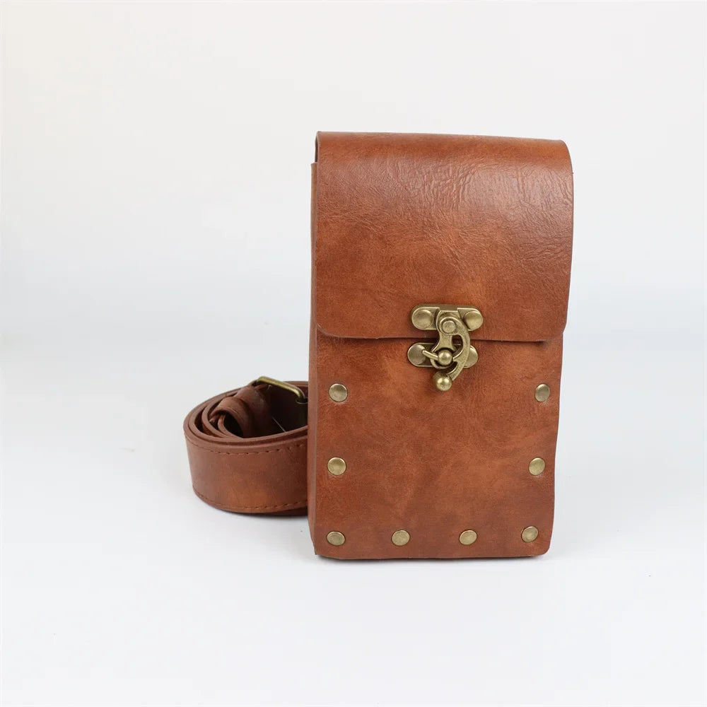 Medieval Cosplay Leather Belt Set – Copper Coin Waist Bag for Renaissance Dress, Steampunk Role-Playing & Halloween Costume