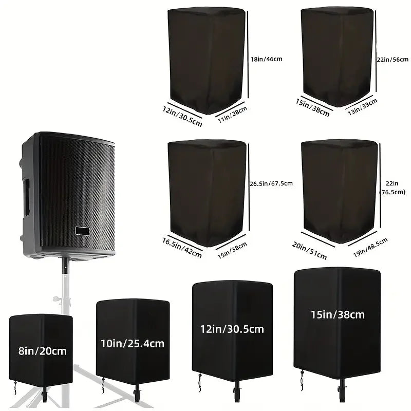 Durable All-Weather Speaker Cover — Waterproof, Dustproof & Sun-Resistant Polyester for Indoor & Outdoor, Black