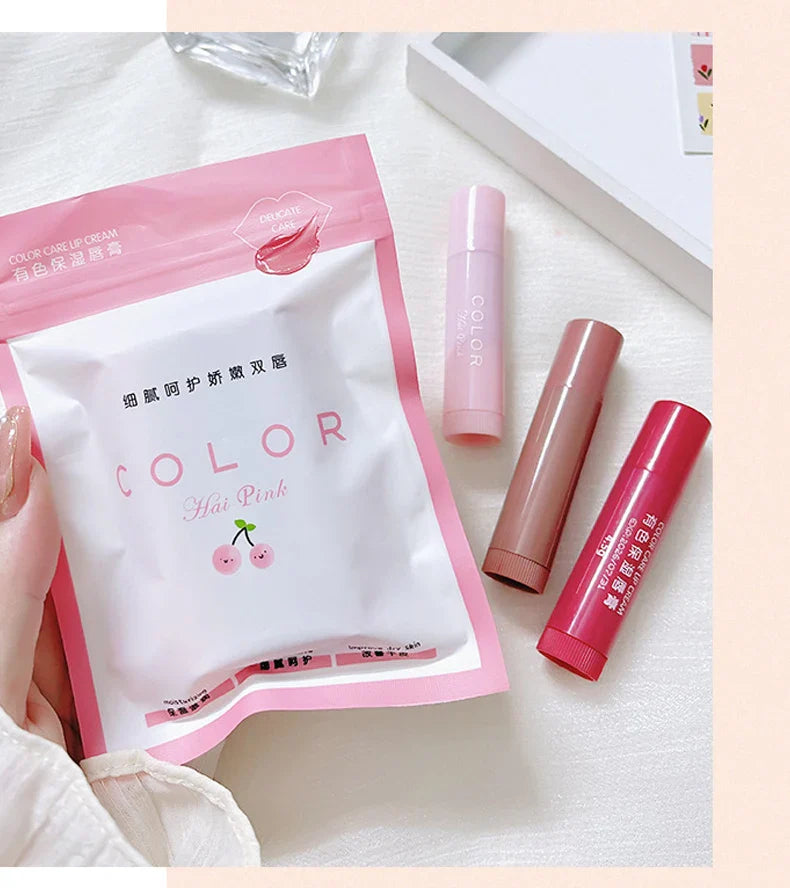 Cute Red Tint Lipstick Set – Moisturizing Colored Lip Balm with Anti-Drying & Fade-Resistant Lip Care Cosmetics