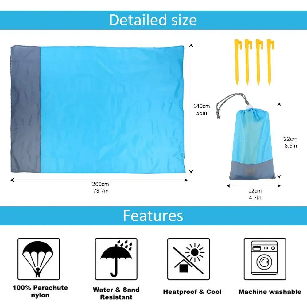 Waterproof Folding Beach Mat – Lightweight Pocket Blanket for Outdoor Picnic, Camping, and Beach