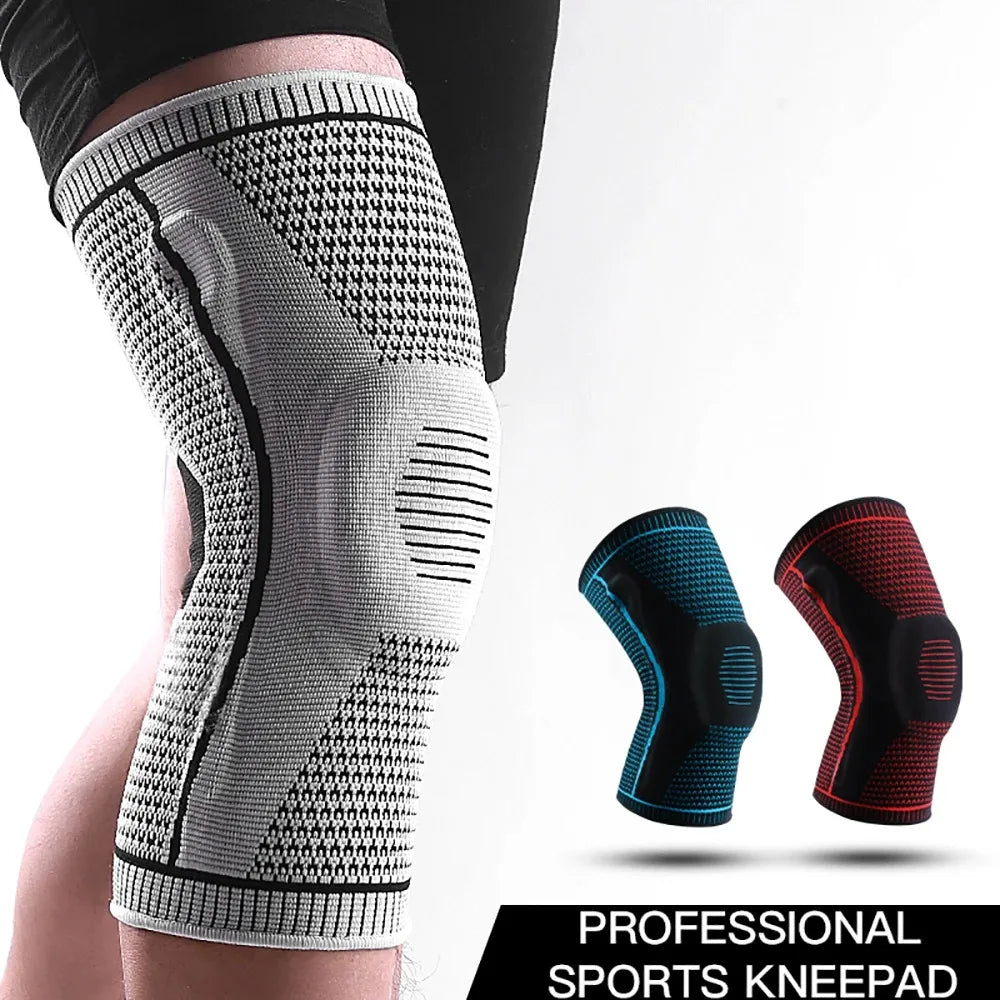 Silicone Knee Pads Strap – Patella & Meniscus Support Compression Brace for Running and Sports