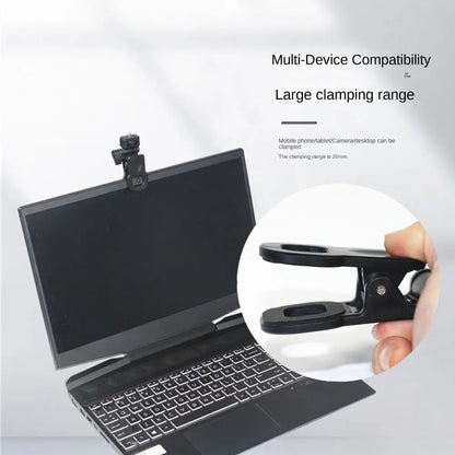 Portable 1/4" Screw Mount Fill Light Holder — Plastic Clip for Camera, Mobile & Computer Flash