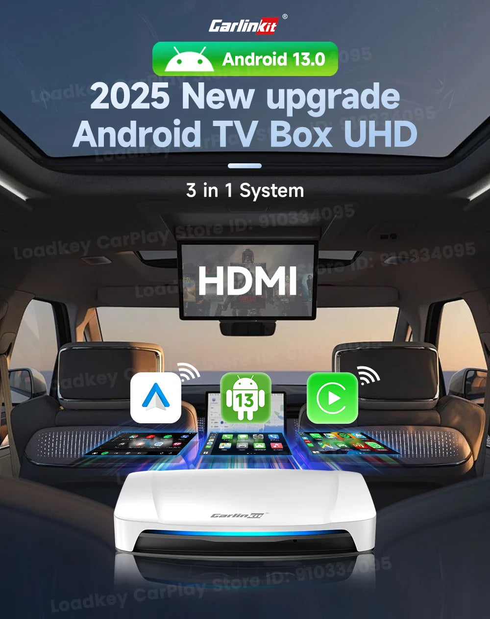 8+128GB Carlinkit TV Box — Android 13 Wireless CarPlay & Android Auto Adapter, 8-Core Qualcomm, HDMI