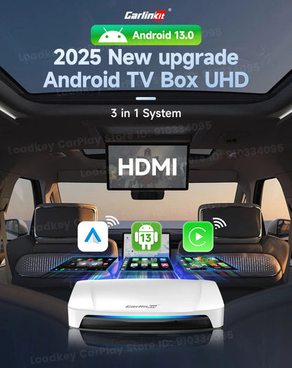 8+128GB Carlinkit TV Box — Android 13 Wireless CarPlay & Android Auto Adapter, 8-Core Qualcomm, HDMI