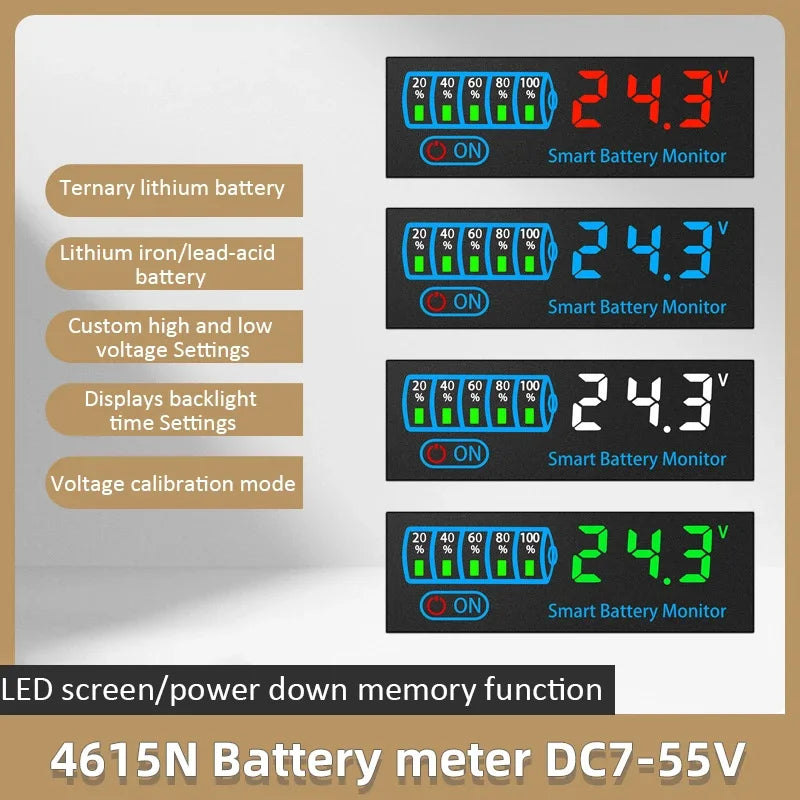 DC7-55V Battery Level Indicator – 3S-14S 12V, 24V, 36V, 48V Lithium 18650 Lipo Capacity & Voltage Tester