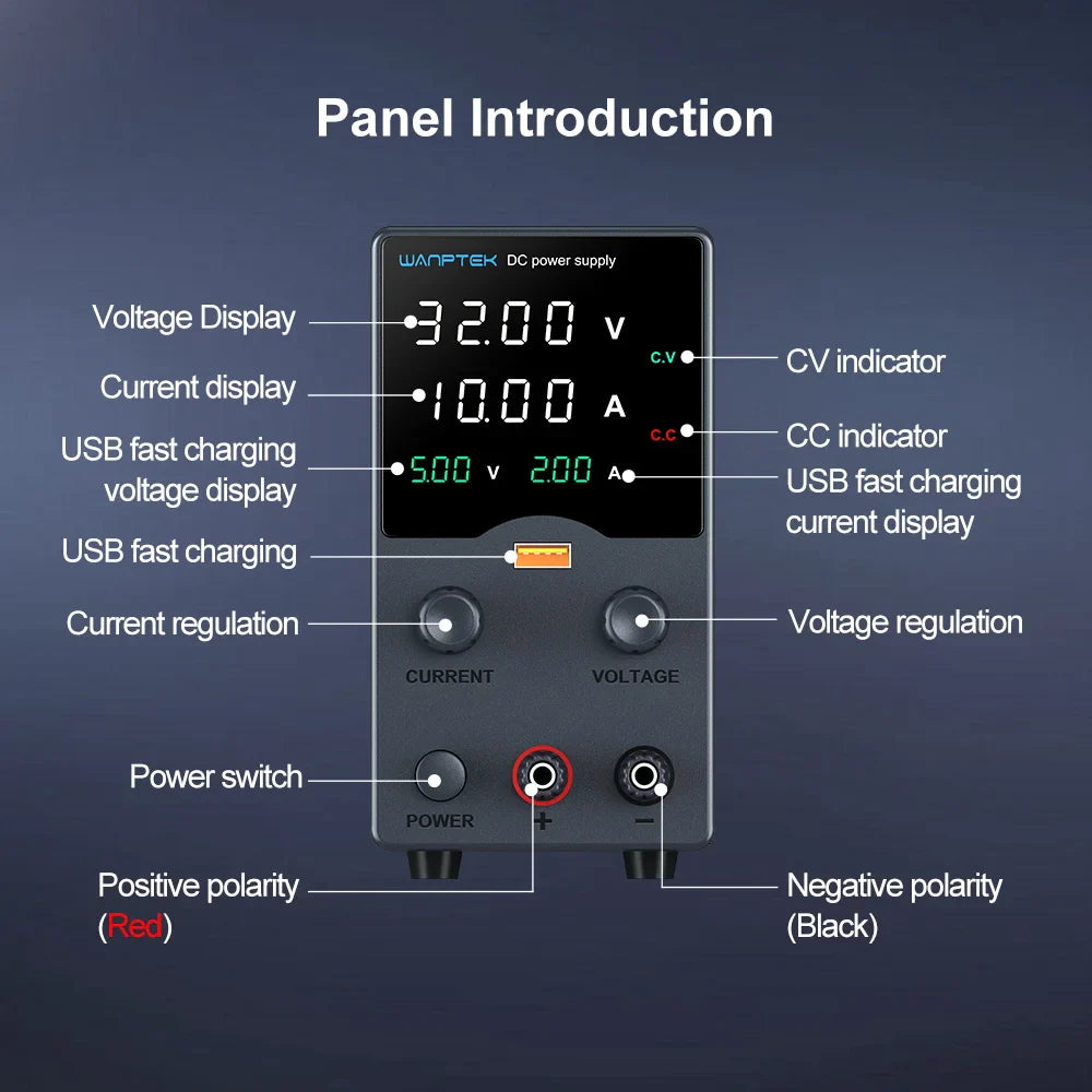 Wanptek DC Power Supply – Adjustable 30V 10A / 60V 5A Lab Bench Voltage Regulator, Variable 120V 3A Power Supply