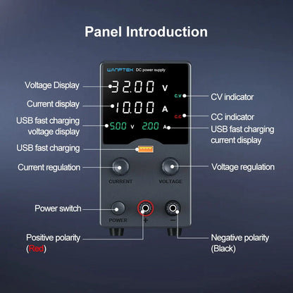 Wanptek Adjustable DC Bench Power Supply 30V 10A – Variable Lab Voltage Regulator 60V/5A & 120V/3A Precision Power Supply