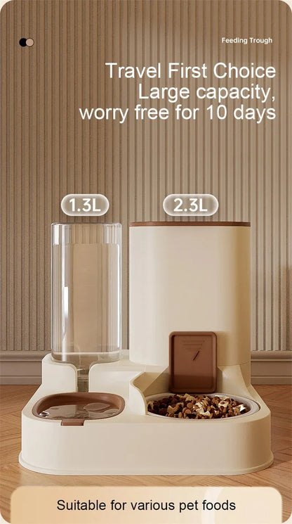 Automatic Cat Feeder & Water Dispenser – Large Capacity Dry & Wet Food Container