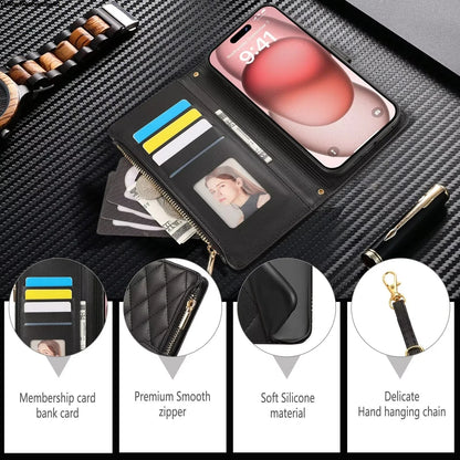 Lanyard Flip Leather Case for Xiaomi – Zipper Wallet & Card Cover for Redmi Note 13/12/12S/11/11S/10/10S/9S/9 Pro/13C/12 Poco X5/M6 Pro