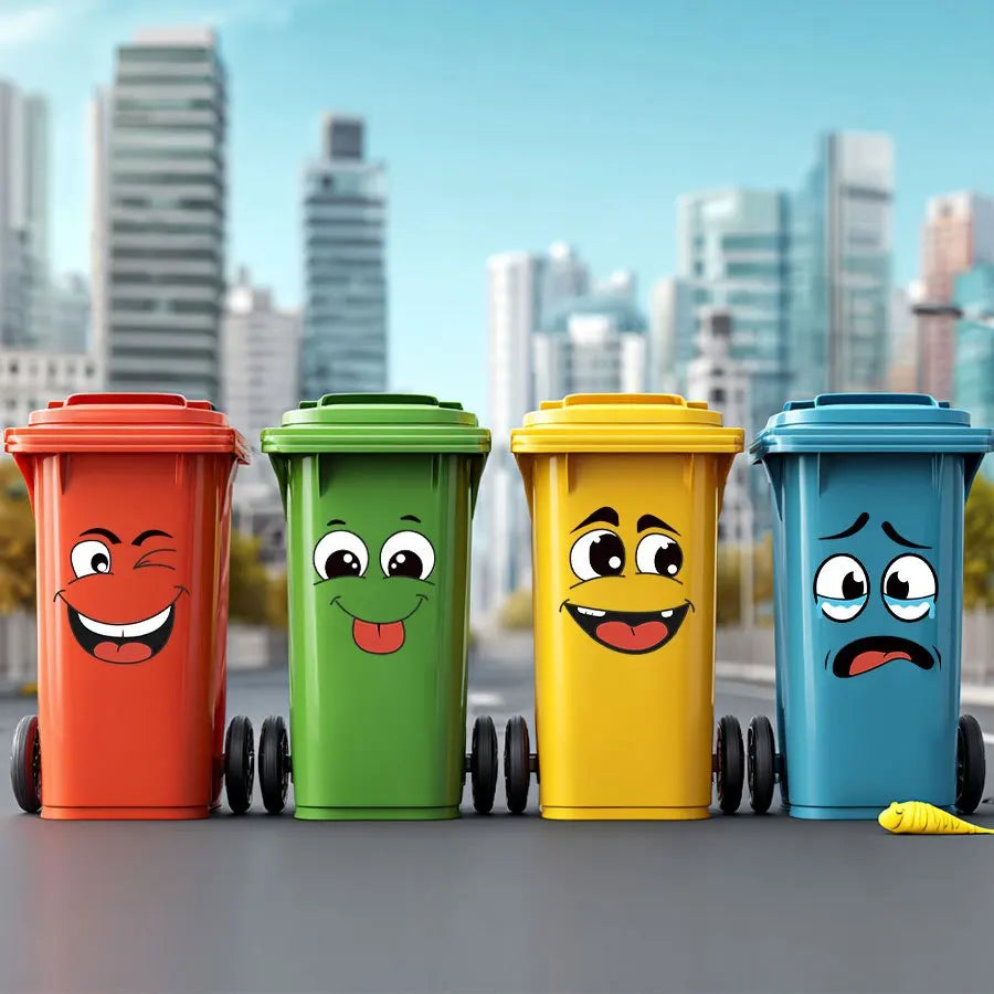 4-Sheet Cartoon Face Stickers - Self-Adhesive Decor for Trash Cans, Toilets & Home Surfaces