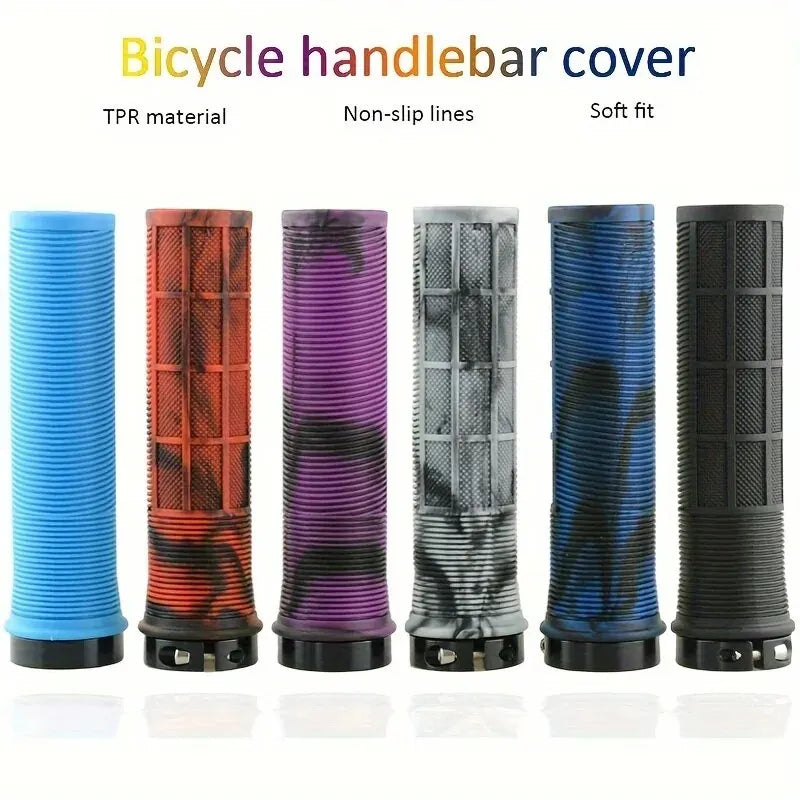 TPR Aluminum Alloy Lock-On Bicycle Handlebar Grips — Integrated Non-Slip MTB Cuffs for Bike Parts