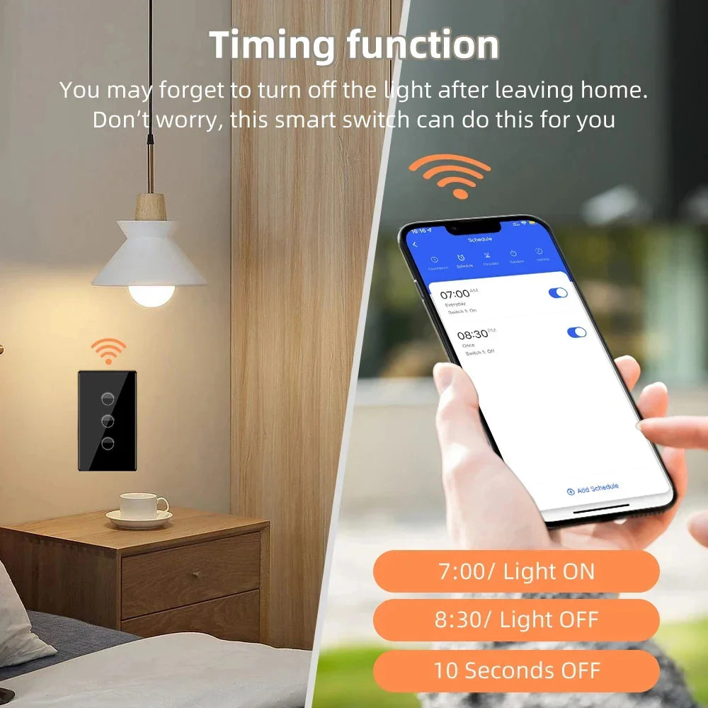 Tuya ZigBee Smart Touch Light Switch (1/2/3/4 Gang) – Aluminum Alloy Wall Switch with Neutral Wire, Smart Life App, Alexa & Google Home Control