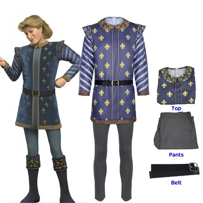 Shrek Prince Charming Cosplay Costume - Men’s Carnival Party Animation Uniform Outfit