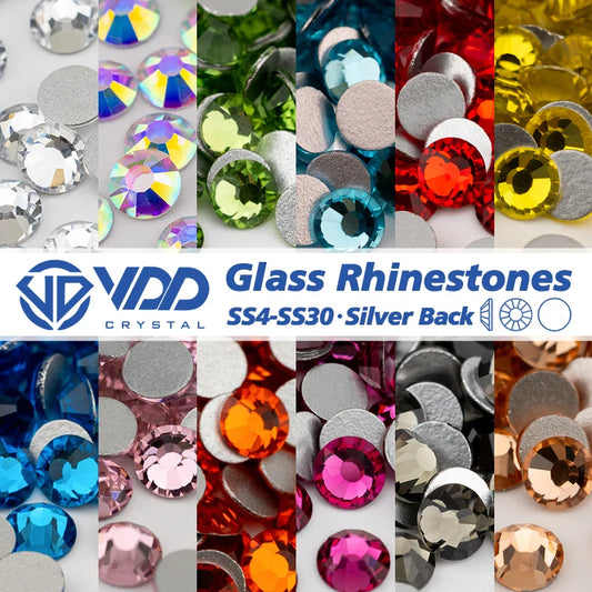 VDD Glass Crystal Rhinestones SS4-SS30 – Flatback Glitter Stones for Nail Art & DIY Crafts