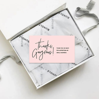 50pcs Thank You Business Cards – Customer Appreciation Gift Tags for Cake Decoration, Retail Packaging & Small Business Branding Cards