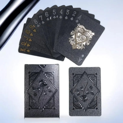 Black Rose Deck Poker — Frosted Waterproof Plastic Playing Cards for Texas Hold’em, Commemorative & Party Game Gift
