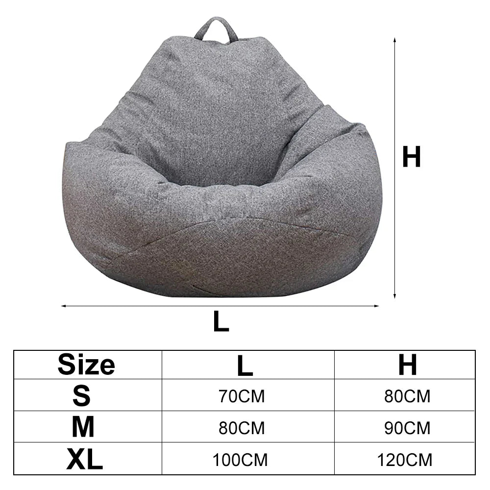 Large Lazy Bean Bag Sofa Cover – Comfortable Tatami Lounger Seat Cover for Living Room & Bedroom (No Filler)
