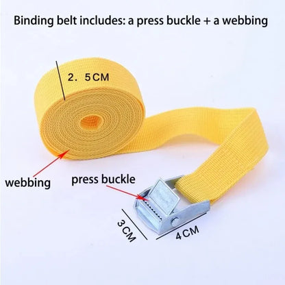 5M Pressure Buckle Straps - Heavy Luggage Fixing Adjustable Binding Belt Rope with Tensioner, Self Defense Lifesaving Safety Rope