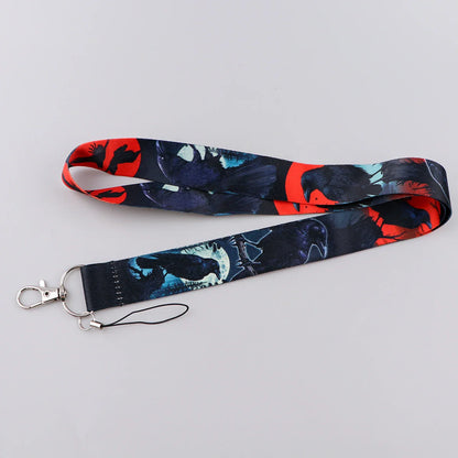Black Crow Punk Skull Lanyard – Credential Holder Neck Strap for Keys, ID Cards & Phone Accessories, Halloween Gift