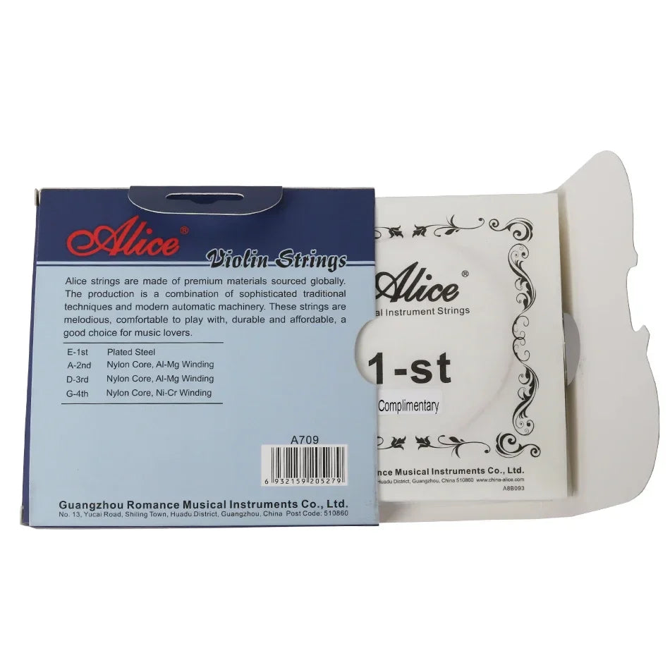Alice A709 Violin Strings Set – Nylon Core Steel Strings with Al-Mg and Ni-Cr Winding for Professional Performance