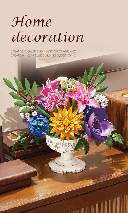 1081PCS Dream Flower Bouquet Building Blocks – Model Room & Garden Ornaments Toy for Kids, Girls, Adults, Christmas Gifts