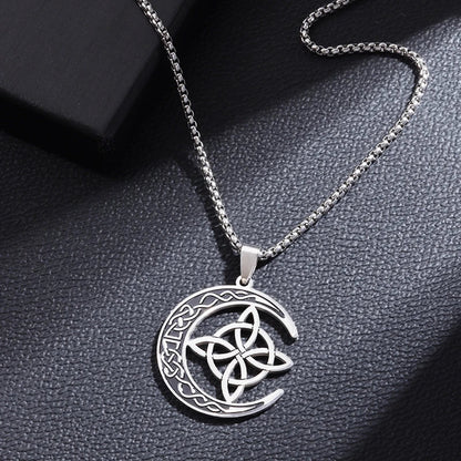 Witchcraft Witch Knot Necklace - Irish Trinity Knot Triple Spiral Pendant, Stainless Steel Ankh Cross Pentagram Amulet Jewelry