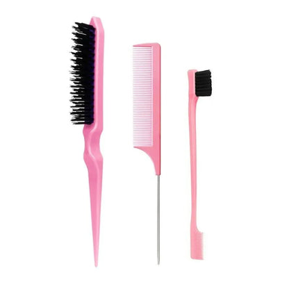New Three-Piece Hair Brush Set – Sharp-Tail Comb, Three-Row Hair Comb, Steel Needle Mouse Tail Comb & Eyebrow Brush Tool