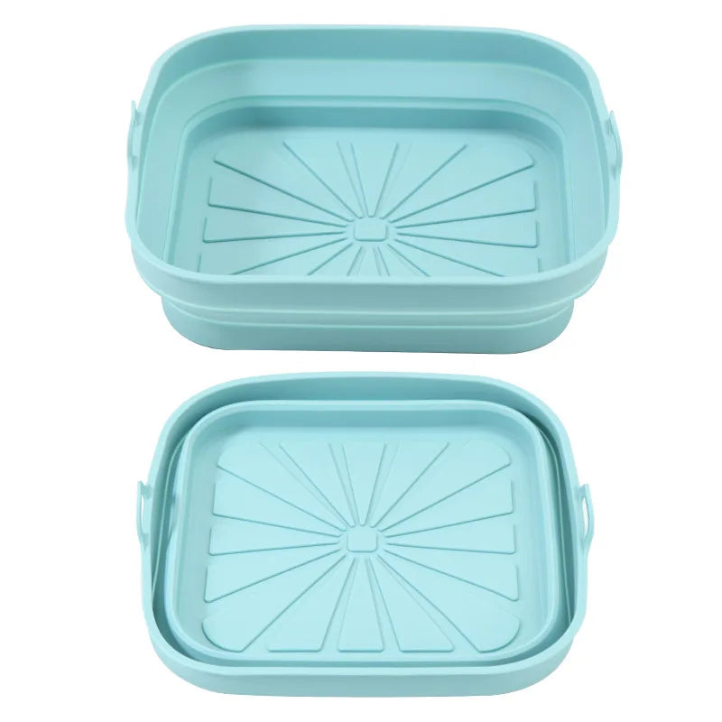 Silicone Baking Tray 20/23cm - Foldable Heat-Resistant Air Fryer Pan Food Grade Cake Mold for Baking & Cooking