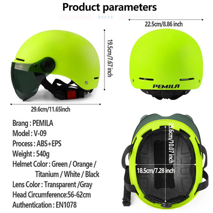 PEMILA Full Edge Wrap Cycling Helmet – MTB & Road Bike Helmet with Goggles, Ear Protection, for E-Bike & Bicycle