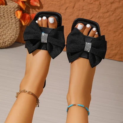 Women's Bow Flat Sandals - Comfortable Non-Slip Summer Casual Slippers
