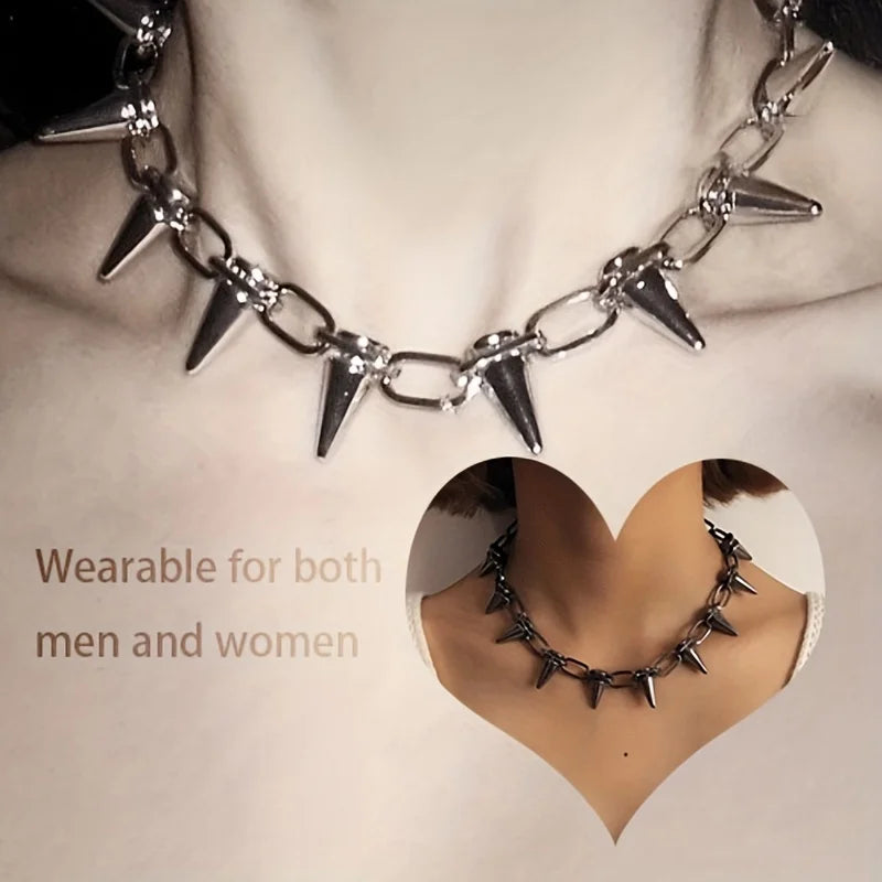 Punk Gothic Studded Spike Choker Necklace – Vintage Rivet Hip Hop Jewelry for Party, Birthday & Valentine’s Day Gift for Lovers