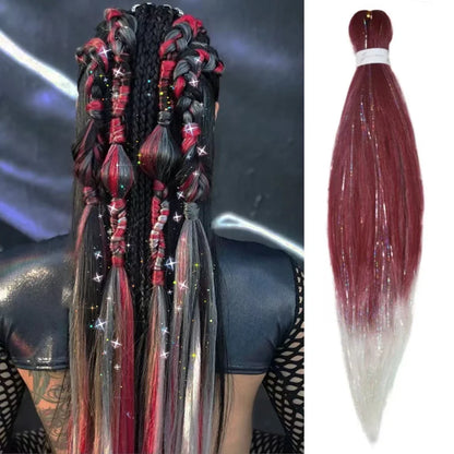 Purple, Pink & White Ombre Straight Braids – Hair Tinsel Festival Rave Extensions for Girls, Crazy Hair Day Braids