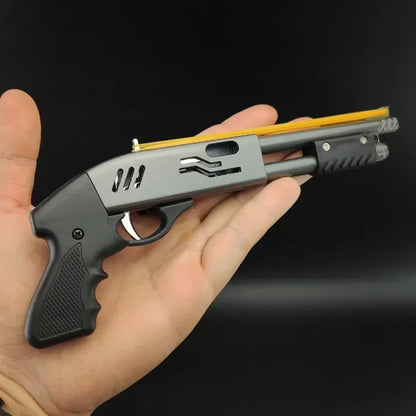 Mini Alloy Rubber Band Rifle – 8-Burst Toy Gun Pistol Model Ornament | Fun Christmas Gift for Boys