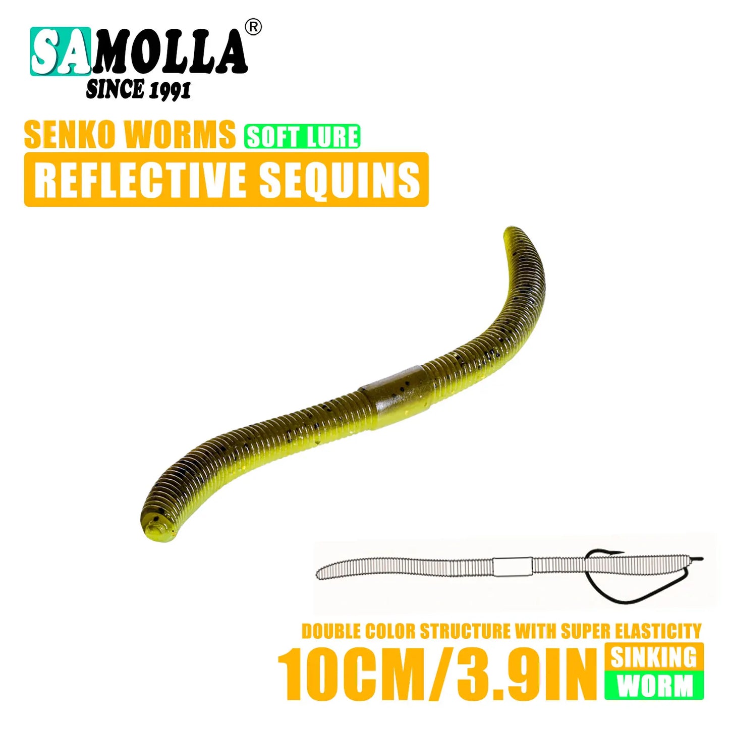Soft Bait Senko Worms – 10cm/14cm, 10-15pcs Bag Wacky Stick Fishing Lures for Bass & All Fish