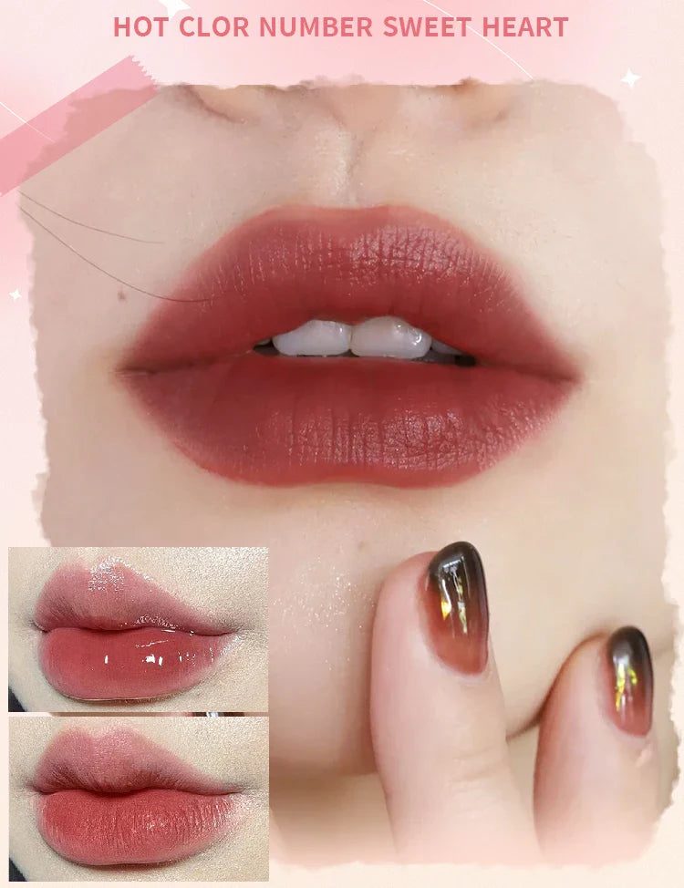 Double-End Lip Glaze – Glossy Mirror & Matte Velvet, Long-Lasting Color & Moisture, Anti-Stain Lip Gloss Cosmetic